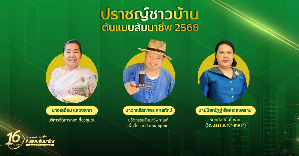 มูลนิธิสัมมาชีพประกาศชื่อ 3 ปราชญ์ชาวบ้าน เตรียมรับรางวัลต้นแบบสัมมาชีพ 18 พ.ย. นี้